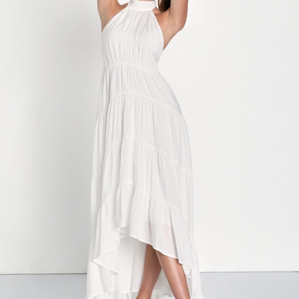 Lulu's White Halter Maxi Dress
